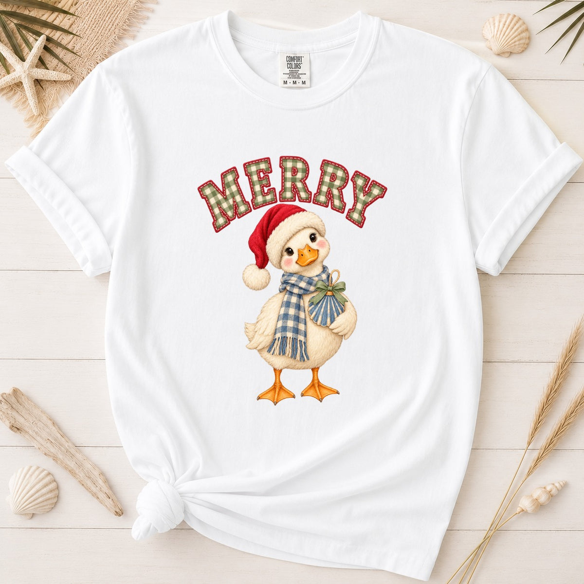 Merry Coastal Christmas Duck Graphic Tee