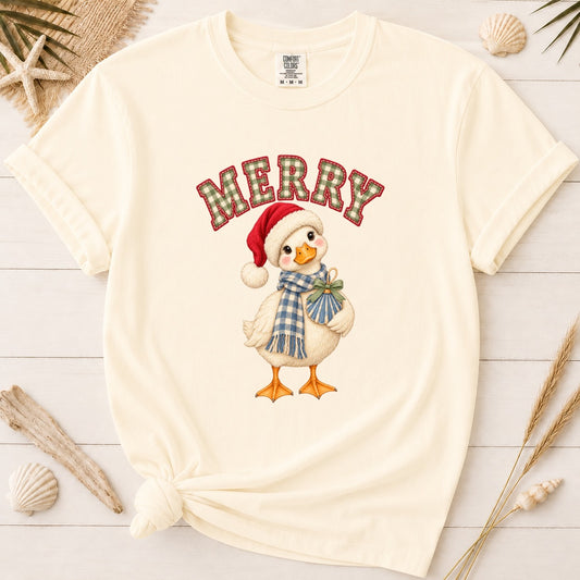 Merry Coastal Christmas Duck Graphic Tee