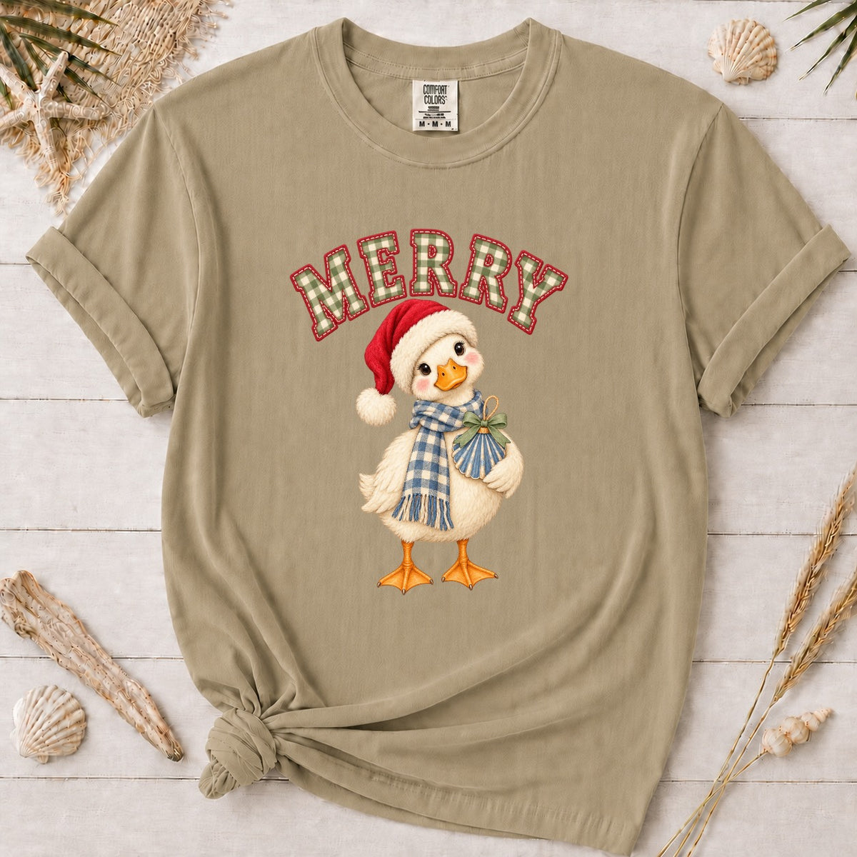 Merry Coastal Christmas Duck Graphic Tee