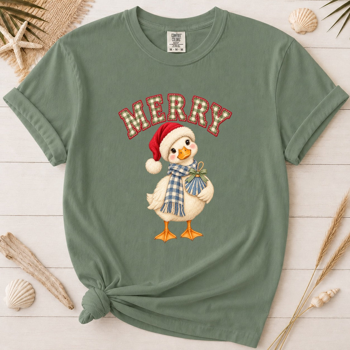 Merry Coastal Christmas Duck Graphic Tee