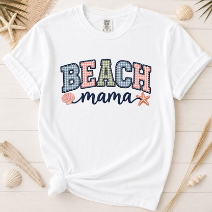 Beach Mama Faux Embroidered Appliqué Graphic Tee