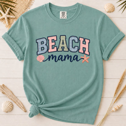 Beach Mama Faux Embroidered Appliqué Graphic Tee