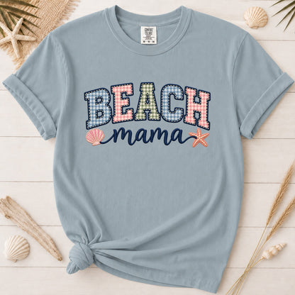 Beach Mama Faux Embroidered Appliqué Graphic Tee