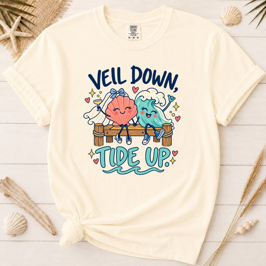 Veil Down Tide Up Coastal Bride Graphic Tee