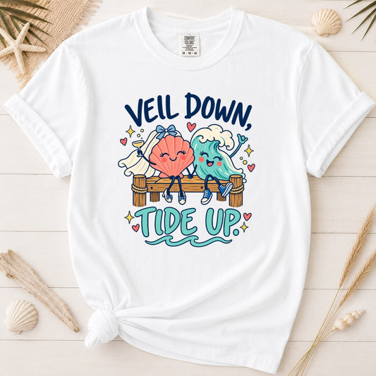 Veil Down Tide Up Coastal Bride Graphic Tee